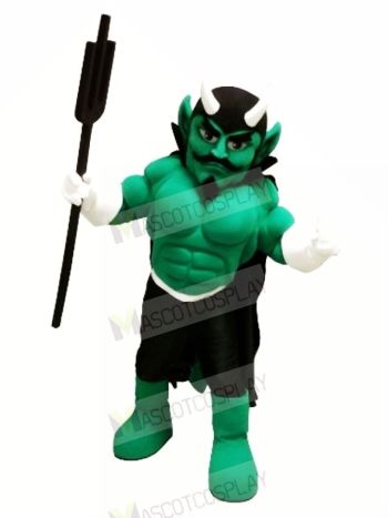 Green Muscle Devil Mascot Costume Cartoon