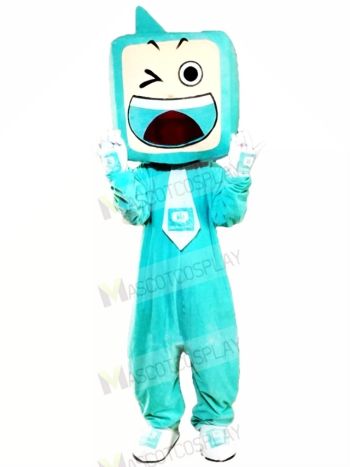 Funny Blue TV Set Mascot Costume Cartoon