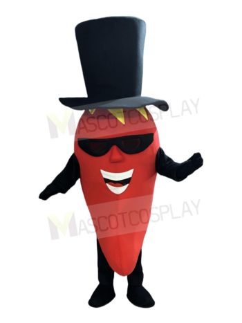Chili Pepper with Black Hat Mascot Costume
