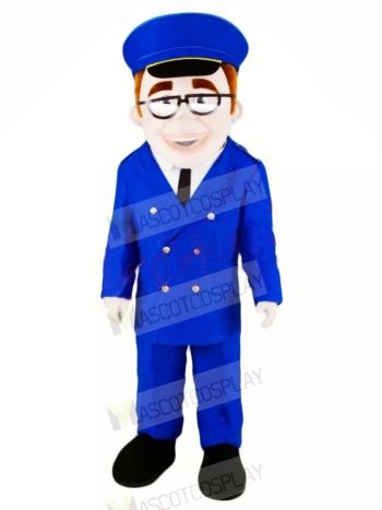 High Quality Dispatcher with Blue Suit Mascot Costume People