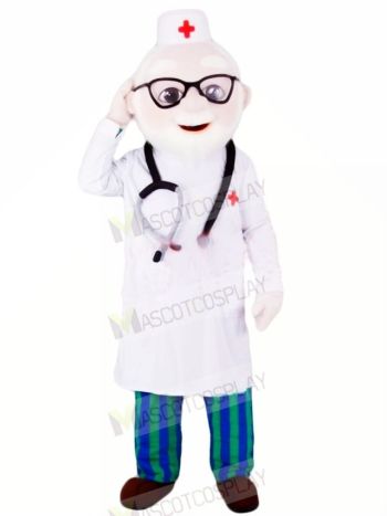 Kindly Doctor with Glasses Mascot Costume People