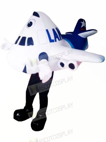 White Airplane Mascot Costume Cartoon 	
