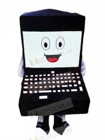 Black Laptop Mascot Costume Cartoon 