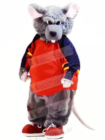 Sport Grey Rat Mascot Costume Cartoon