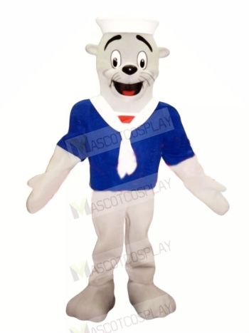 Seal with Blue T-shirt Mascot Costume Cartoon