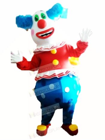 Clown with Green Eyes Mascot Costume Cartoon	