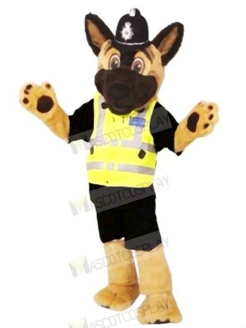 Brown and Black Staffs Police Dog Mascot Costume Cartoon
