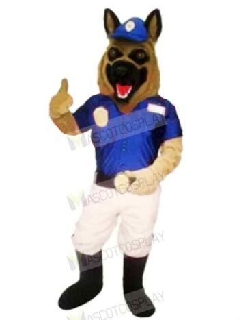 Police Dog with Blue Hat Mascot Costume Cartoon