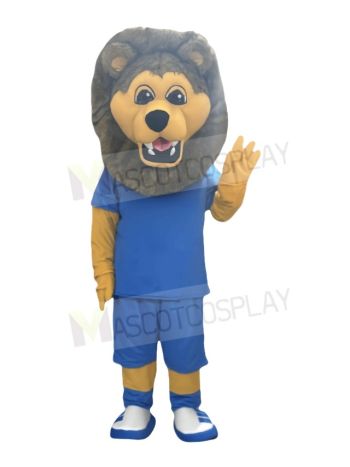 Sport Lion in Blue T-shirt Mascot Costumes