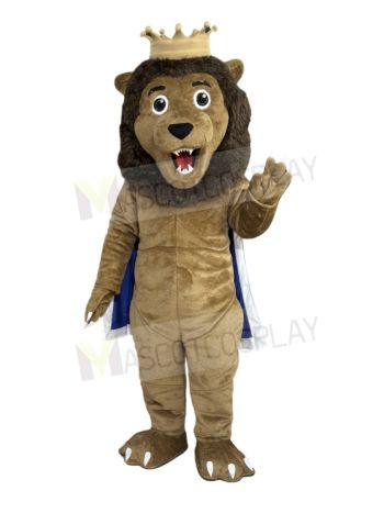 King Lion in Dark Blue Cape Mascot Costume