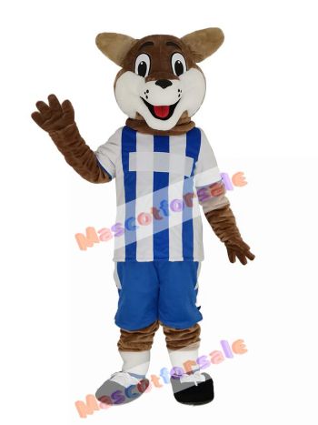 Football Fox in Blue and White Jersey Mascot Costume