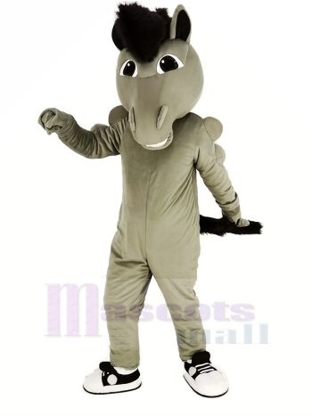 Grey Power Mustang Horse Mascot Costume