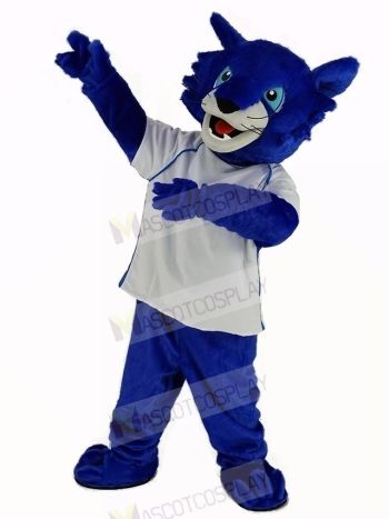 Blue Bobcats with White Shirt Mascot Costume Animal