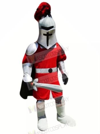 Knight with Red and Silver Coat Mascot Costume