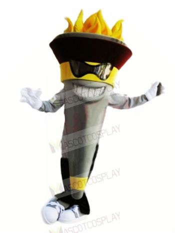 Funny Torch Mascot With Glasses Costume Cartoon