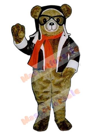Aviator Bear mascot costume