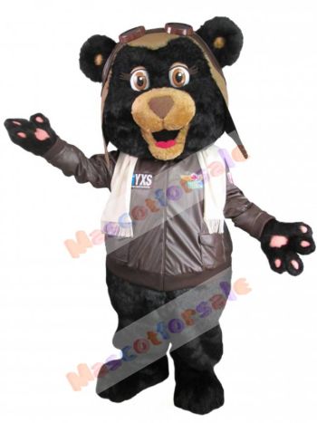 Pilot Bear mascot costume