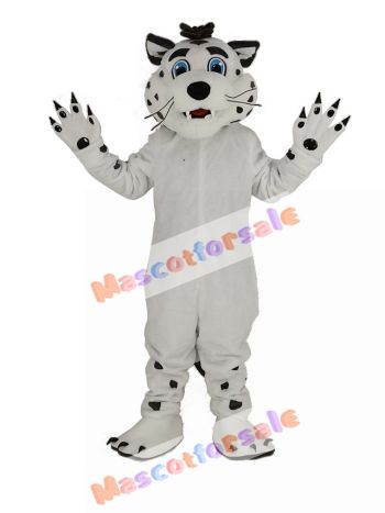White Leopard with Blue Eyes Mascot Costume Animal