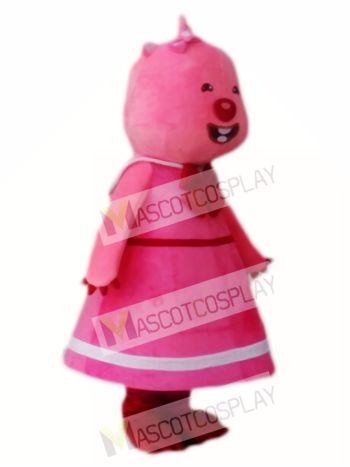 Loopy Pink Beaver from Pororo the Little Penguin Mascot Costume