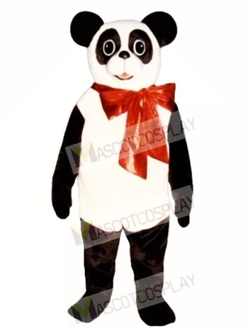 Cute Christmas Panda with Bow Mascot Costume
