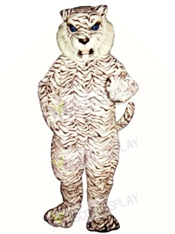 Cute Blue-Eyed White Tiger Mascot Costume