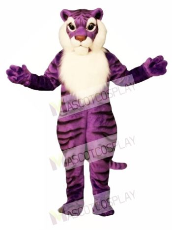 Cute Purple Tiger Mascot Costume