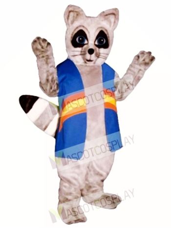Rainbow Raccoon with Vest Mascot Costume