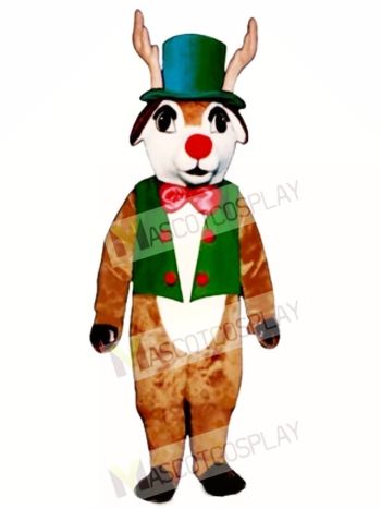 Yuletide Deer with Vest, Hat & Bowtie Mascot Costume