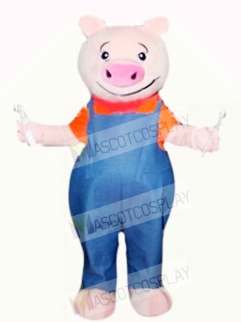 Funny Pig with Blue Overalls 