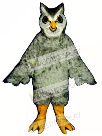 Cute Grey Owl Mascot Costume