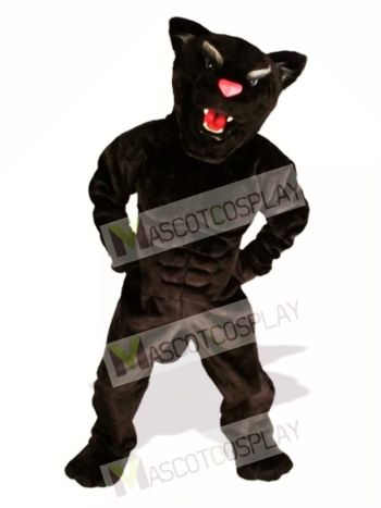 Cute Muscle Panther Mascot Costume