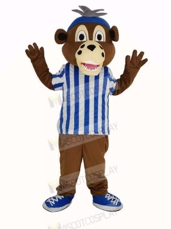 Baseball Cub Bear in Striped T-shirt Mascot Costume Animal