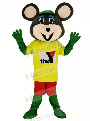 Chuck E. Cheese Mascot Costume Mouse with Yellow T-shirt Cartoon