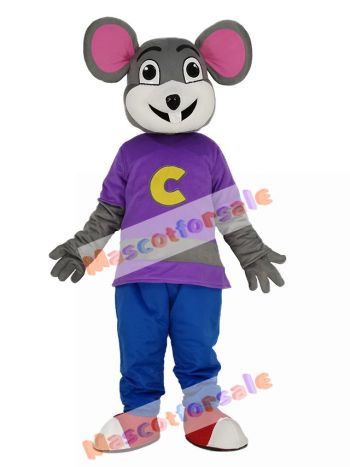 Chuck E. Cheese Mascot Costume Mouse with Purple Coat