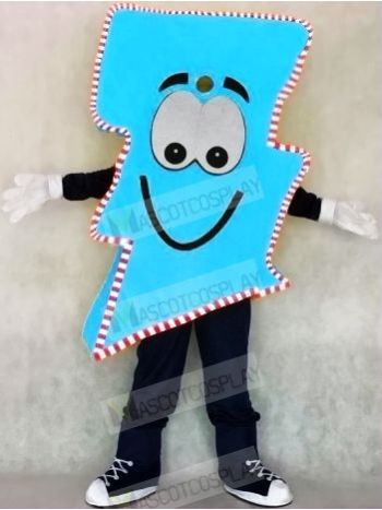 Neon Blue Lightning Bolt with Color Trim Mr. Electric Lightning Bolt Mascot Costumes