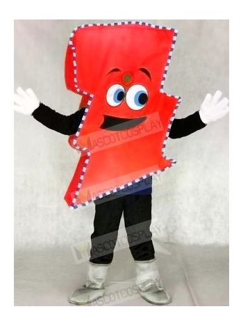 Neon Red Lightning Bolt with Color Trim Mr. Electric Lightning Bolt Mascot Costumes