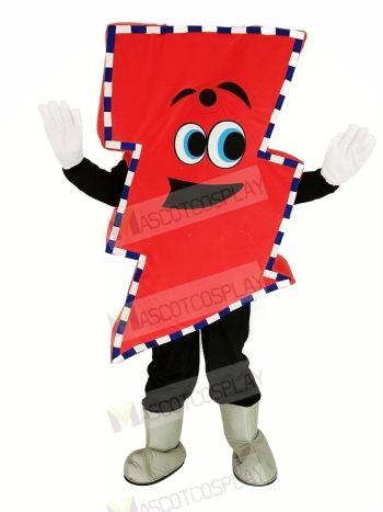 Mr. Electric Red Lightning Bolt with Thick Stripes Mascot Costume