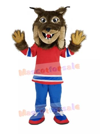 Canadian Lynx with Red Cloth Mascot Costume Animal