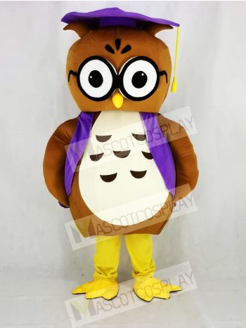 Brown Owl with Vest Mascot Costume College