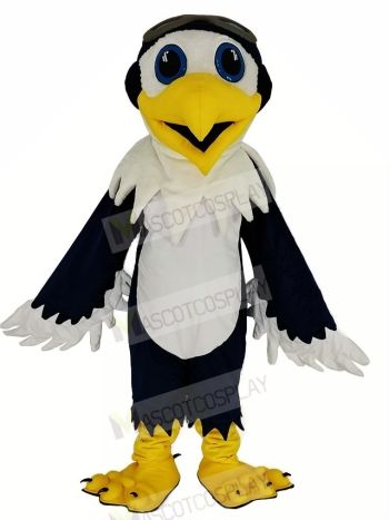 Blue and White Eagle Ace Pilot Bird Mascot Costume Animal