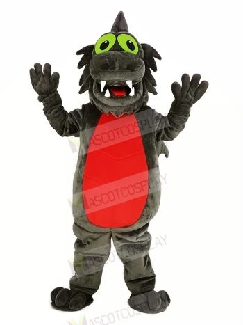 Gray Dragon with Red Belly Mascot Costume Animal