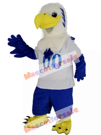 White Head Falcon Eagle in White T-shirt Mascot Costume