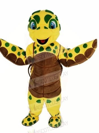 Brown and Yellow Sea Turtle Mascot Costume