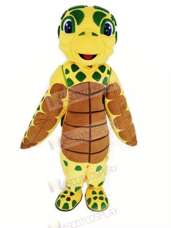 Brown and Yellow Sea Turtle Mascot Costume Animal