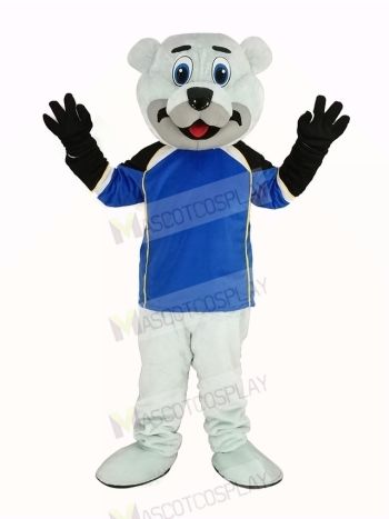 Polar Bear with Blue Jessry Mascot Costume Animal