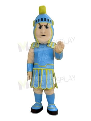 Light Blue and Golden Spartan Mascot Costume People