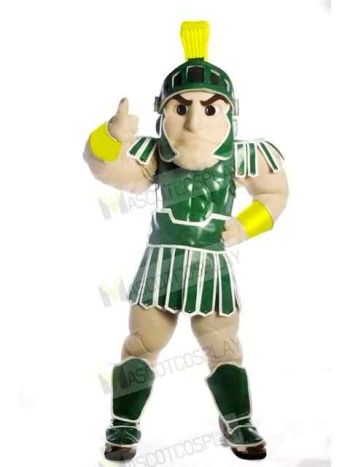 Green Spartan Trojan Knight Sparty with Shield Mascot Costume People