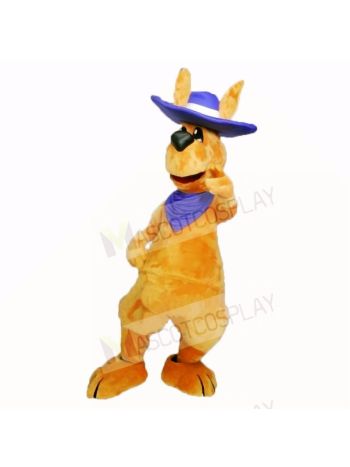 Friendly Adult Kangaroo with Blue Hat Mascot Costumes Adult