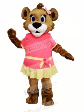 Female Lion with Dress Mascot Costumes Cartoon	