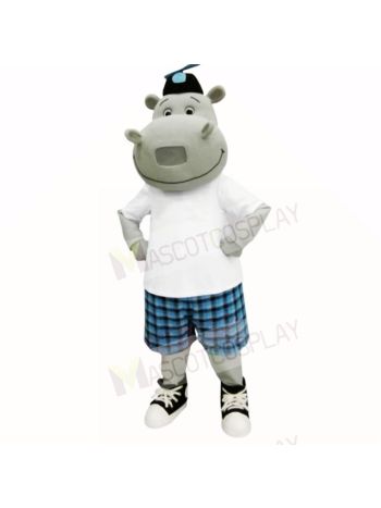 Sunny Hippo with White Shirt Mascot Costumes Cartoon